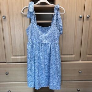 Altard State Floral Blue Dress Large Bow Tie Shoulders